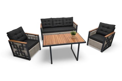 PUSULA METAL ÜÇLÜ OTURMA GRUBU, CAPPUCİNO