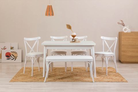 OLİVER SABİT MASA TAKIMI, BEYAZ, 120X75