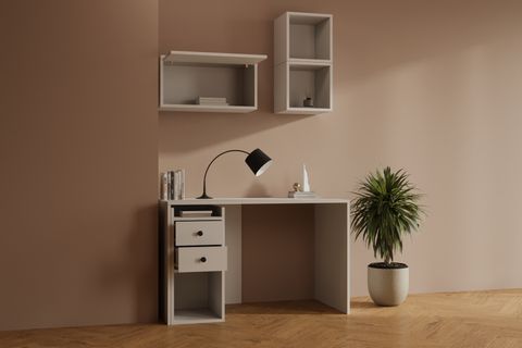 LUMA MODÜL DUVARA MONTE ÇALIŞMA MASASI, 2 ÇEKMECELİ 1 KAPAKLI