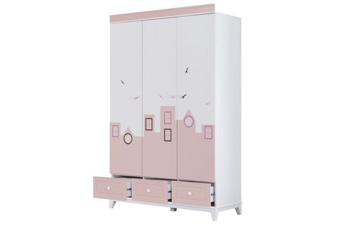 CİTY GARDIROP, PEMBE, 3 KAPAKLI