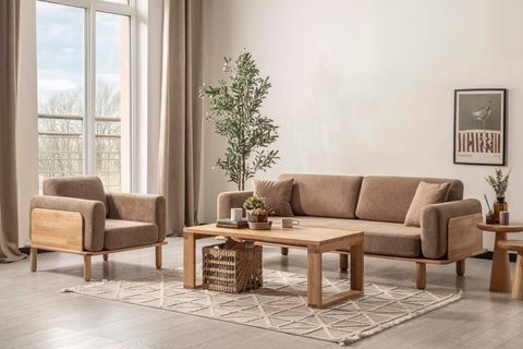DİVA KOLTUK TAKIMI KAHVERENGİ, NATURAL