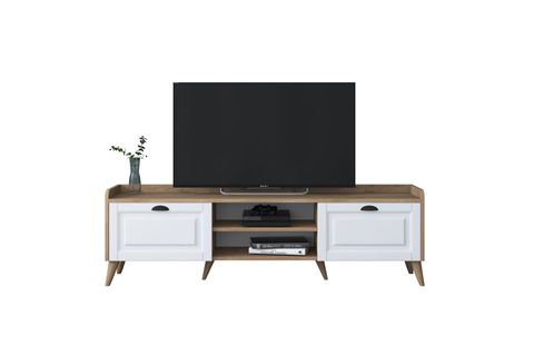 RANİ AYAKLI TV ÜNİTESİ AA101, MEMBRAN KAPAKLI, CEVİZ BEYAZ, 180 CM