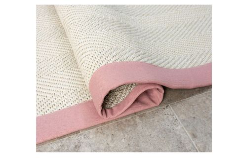 BORDÜRLÜ HASIR DOKULU SİSAL MAKİNE HALISI, PEMBE, 120X170