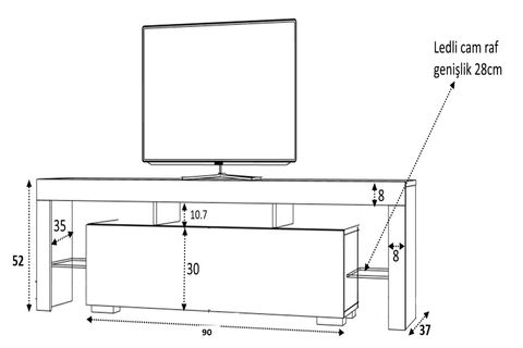 STİLO LED AYDINLATMALI TV ÜNİTESİ, 150 CM