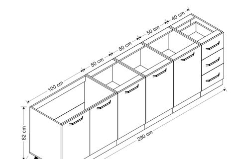 MİNAR 290 CM MUTFAK DOLABI BEYAZ DORE 290-D2-ALT MODÜL