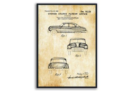 AHŞAP ÇERÇEVELİ VİNTAGE TABLO SETİ, CAR, 50X70