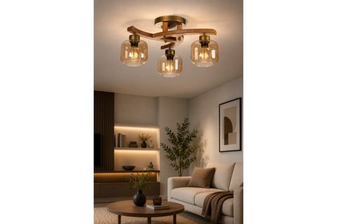WESTON ÜÇLÜ NATUREL BAL CAMLI PLOFONYER AVİZE