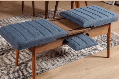 Sembol Açılır Sırtlı Bench Ceviz Lacivert