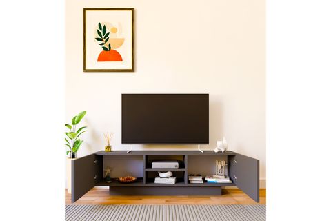 DORA ÇİFT KAPAKLI TELEVİZYON SEHPASI, ANTRASİT, 140 CM
