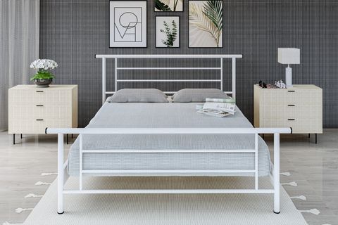 ZAMBAK METAL KARYOLA GM-412, ÇİFT KİŞİLİK, BEYAZ, 150X200