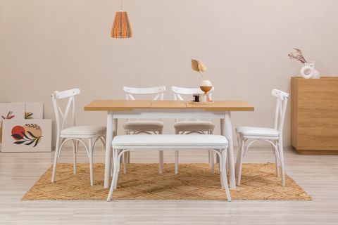 OLİVER AÇILIR MASA TAKIMI, KARİNA BEYAZ 07, 120X75