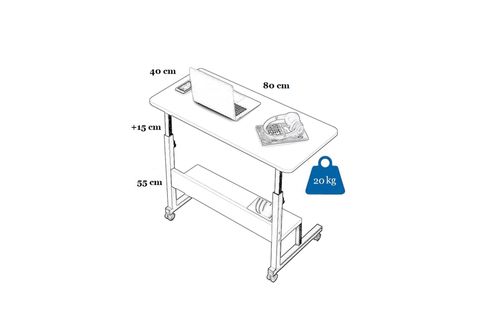 YÜKSEKLİK AYARLI RAFLI ÇALIŞMA MASASI, ANTRASİT, 80X40
