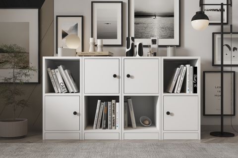 LEKSA 4 KAPAKLI RAFLI KİTAPLIK 130 CM BEYAZ KTP 1179 Ç