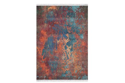 ELSE TURUNCU BORDO MAVİ VİNTAGE SAÇAKLI İNCE KİLİM HALI 160X230