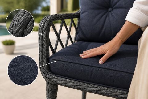 AHLAT MİNİ 4 KİŞİLİK RATTAN BALKON TAKIMI, ANTRASİT