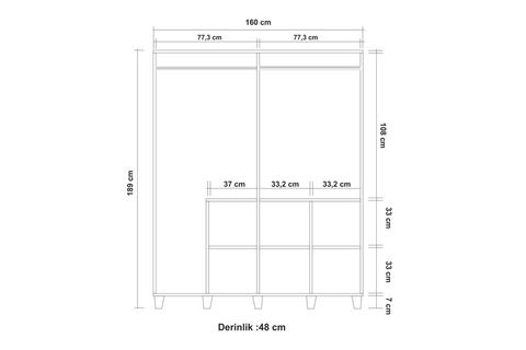SALVİA GARDIROP, ATLANTİK, 4 KAPAKLI, AYNALI
