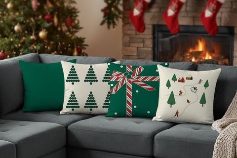 YILBAŞI TEMALI DÖRTLÜ KIRLENT KILIFI, YEŞİL, 1042