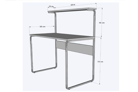 DEHALİMİTED G MASA RAFLI METAL İSKELETLİ BAMBU YÜZEY DERS ÇALIŞMA MASASI, 100X50