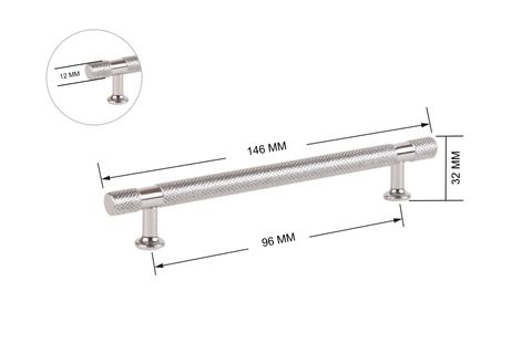 ZİRVE FULYA ALÜMİNYUM KULP, KROM, 96 MM