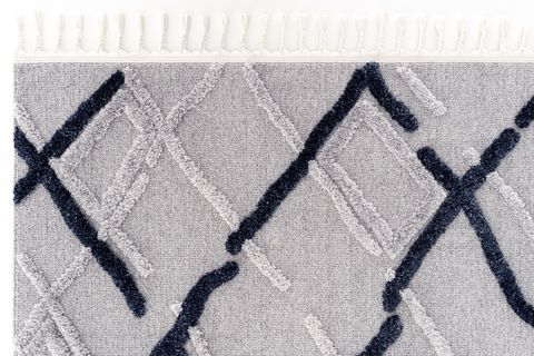 EKO HALI TERAZZO TRZ 03 GREY NAVY GRİ LACİVERT ETNİK ÖRGÜ YUMUŞAK DOKULU İSKANDİNAV HALI 160X230