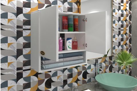 BAKUNİN ÜST BANYO DOLABI, BEYAZ