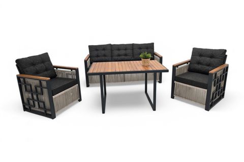 PUSULA METAL ÜÇLÜ OTURMA GRUBU, CAPPUCİNO