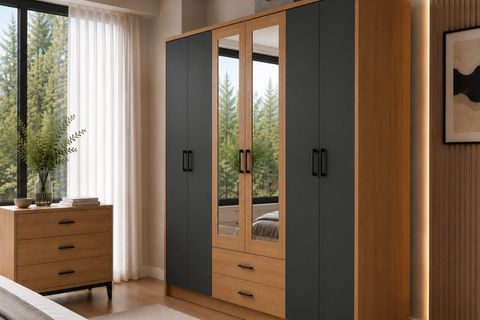 DİAMOND GARDIROP,  ANTRASİT GRİ SONOMO, 6 KAPAKLI