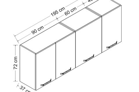 MİNAR 195 CM MUTFAK DOLABI BEYAZ 195-B1-ÜST MODÜL