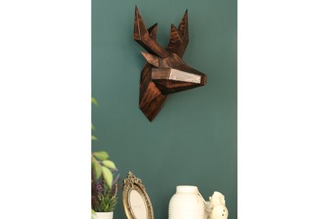 CUSTOM DEER 3 BOYUTLU METAL ESKİTME GEYİK FİGÜRÜ DUVAR DEKORU