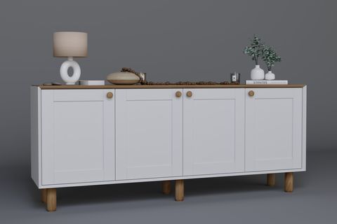 BOHEM SERİSİ NATURA KONSOL, MAT BEYAZ AÇIK CEVİZ