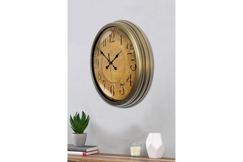 BRONZ NOSTALJİ METAL ESKİTME DUVAR SAATİ 40 CM