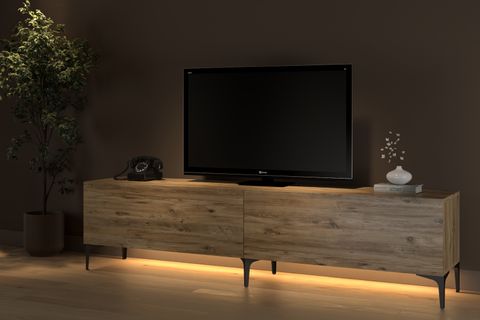 NAPOLİ LED IŞIKLI TV SEHPASI, ATLANTİK ÇAM, 200 CM
