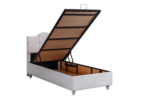 SOFİA TEK KİŞİLİK BAZA BAŞLIK YATAK SETİ BEYAZ 90X190