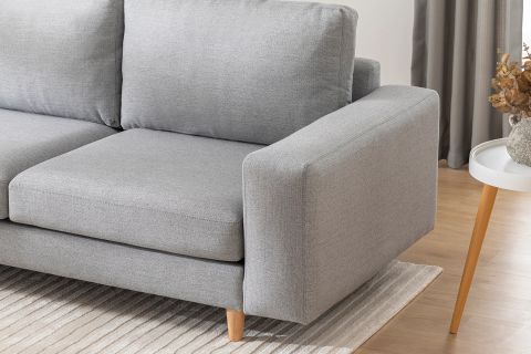 MERLİN KETEN MİNİ KÖŞE KOLTUK NATUREL AYAK, KALIN KOL, KETEN KUMAŞ, GRİ
