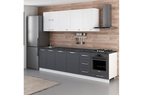 MİNAR ECE 280 CM MUTFAK DOLABI BEYAZ ANTRASİT 280-A6