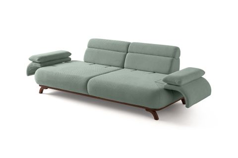 ALASKA SIRT MEKANIZMALI CEVIZ KASALI ÜÇLÜ KOLTUK, SU YEŞİL