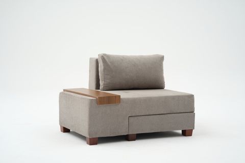 PERENNA YATAKLI TEKLİ KOLTUK, ŞÖNİL, GRİ, SOL