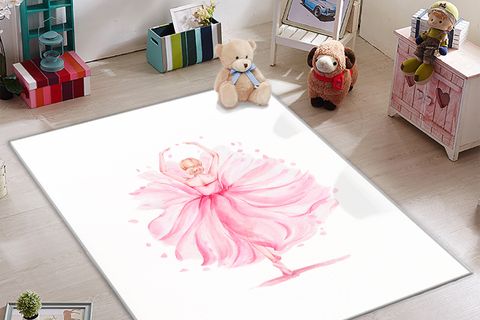 KARNAVAL PEMBE ELBİSELİ BALERİN PRENSES KIZ ÇOCUK ODASI HALISI 120X175