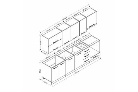 MİNAR ECE 280 CM MUTFAK DOLABI BEYAZ ANTRASİT 280-A8