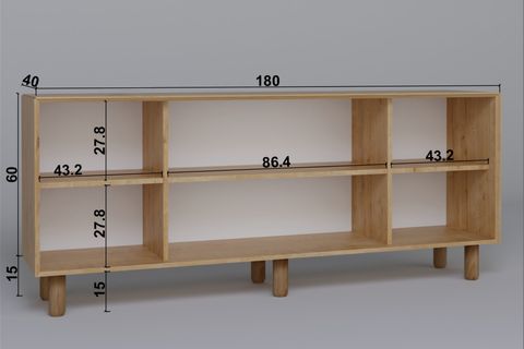 BOHEM SERİSİ NATURA PVC HASIR DESEN KONSOL, CEVİZ  MEŞE, 4 KAPAKLI