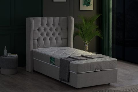 RİGA  BAZA BAŞLIK VE COMFORT YATAK SETİ, AÇIK GRİ, 120X200