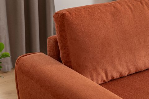 MERLİN MİNİ KÖŞE KOLTUK, NATUREL AYAK, FİTİLLİ KOL, KADİFE KUMAŞ, KİREMİT