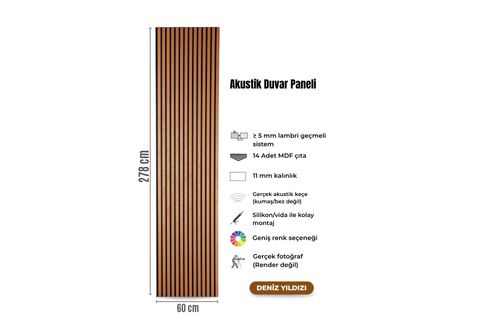 AKUSTİK MDF DUVAR PANELİ, DENİZ YILDIZI, 60X278 CM