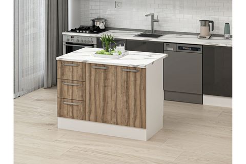 ALVİNKA 120 CM DUZ ADA MUTFAK DOLABI, BEYAZ DORE