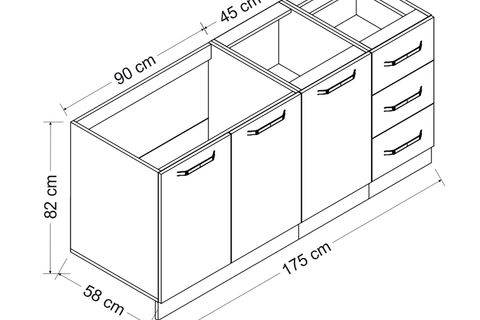 MİNAR 175 CM MUTFAK DOLABI BEYAZ DORE 175-D1-ALT MODÜL