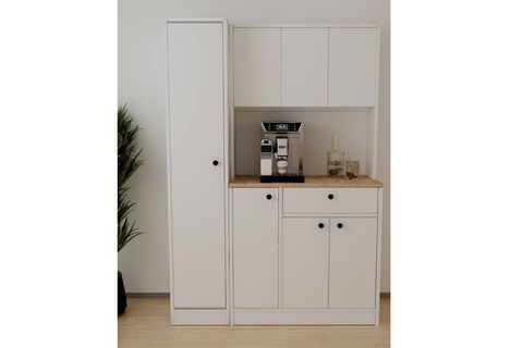 MONNALİS KİLERLİ KAHVE KÖŞESİ ÇOK AMAÇLI DOLAP 5 RAFLI MUTFAK DOLABI BEYAZ & ATLANTİK ÇAM