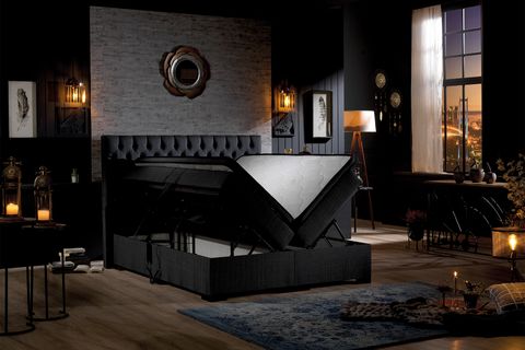 LEİLA KUMANDALI BAZA BAŞLIK YATAK SETİ, ANTRASİT, 90X200