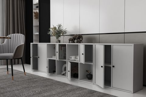 DREAM KONSOL KNS-1234-Ç, 8 KAPAKLI RAFLI, BEYAZ