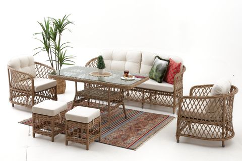 PALMA RATTAN ÜÇLÜ OTURMA GRUBU, CAPPUCCINO