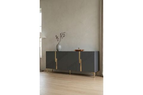 EVVA KONSOL VE TV SEHPASI, ANTRASİT GOLD, 180 CM